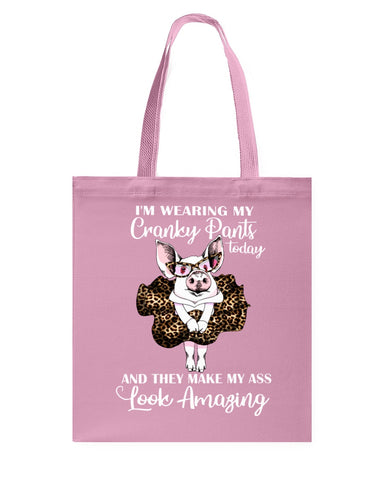 Cranky Pants Make My Ass Look Amazing Today T-Shirt - Guys V-Neck - Basketweave Tote Bag