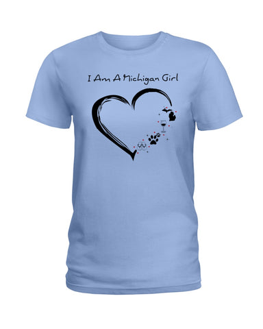 Michigan Girl Heart T-Shirt - Hoodie - Ladies Tee