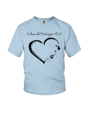 Michigan Girl Heart T-Shirt - Ladies Flowy Tank - Youth Tee