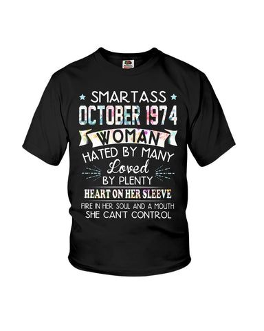 Smartass October 1974 Classic T-Shirt - Ladies Flowy Tank - Youth Tee