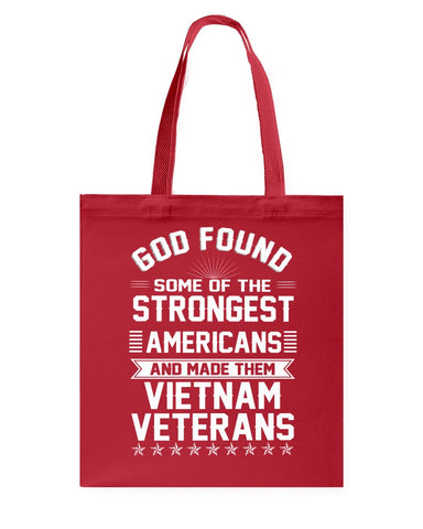 Vietnam Veterans- Strongest Americans Tote Bag - Guys Tee - Basketweave Tote Bag