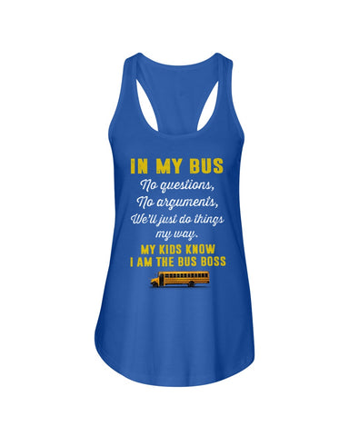 In My Bus I'm The Bus Boss Tote Bag - Unisex Tank Top - Ladies Flowy Tank