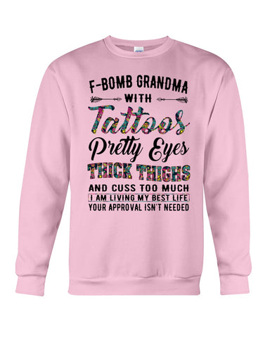 F-Bomb Grandma With Tatoos Pretty Eyes Tote Bag - Sweatshirt - Ladies Flowy Tank