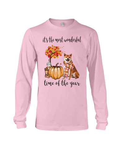 Shiba Inu The Most Wonderful Time T-Shirt - Guys V-Neck - Unisex Long Sleeve