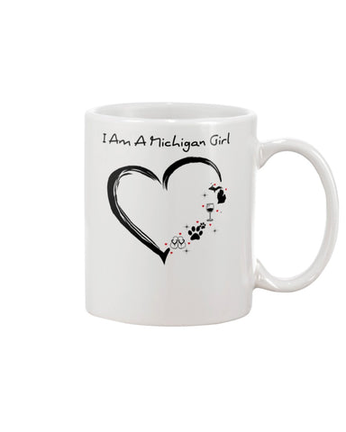 Michigan Girl Heart T-Shirt - Guys V-Neck - Mug