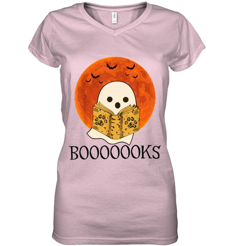 Boo Loves Booooooks T-Shirt - Sweatshirt - Ladies V-Neck