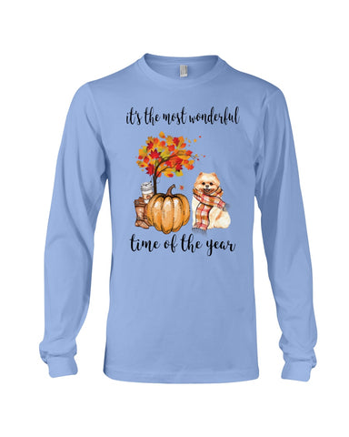 Pomeranian - The Most Wonderful Time T-Shirt - Guys V-Neck - Unisex Long Sleeve