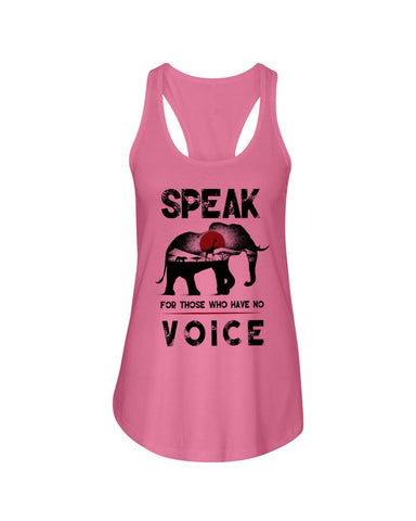 Elephant Speakfor Those Who Have No Voice T-Shirt - Unisex Tank Top - Ladies Flowy Tank