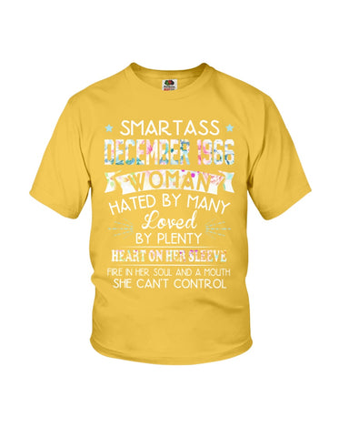 Smartass December 1966 T-Shirt - Ladies Flowy Tank - Youth Tee