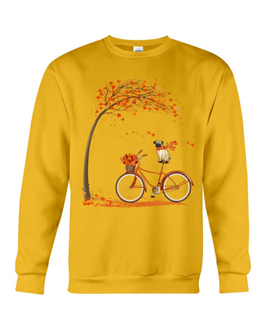 Lovely Pug In Fall T-Shirt - Sweatshirt - Ladies Flowy Tank