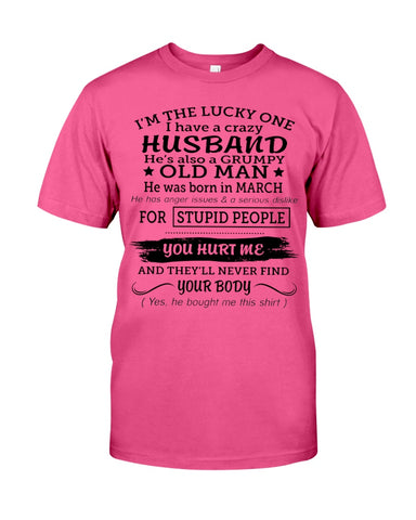 I Have A Crazy Husband Classic T-Shirt - Guys Tee - Basketweave Tote Bag