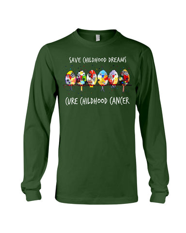 Save Childhood Dreams Cure Childhood Cancer T-Shirt - Guys V-Neck - Unisex Long Sleeve