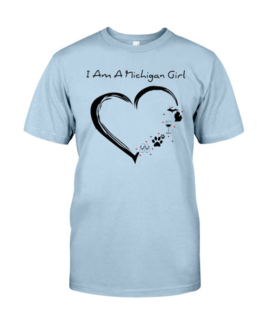 Michigan Girl Heart T-Shirt - Guys Tee - Unisex Long Sleeve