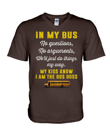 In My Bus I'm The Bus Boss Tote Bag - Ladies Tee - Guys V-Neck