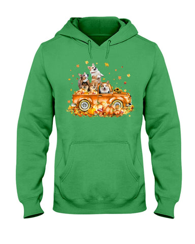 Dogs Reunion On Pumpkin Car T-Shirt - Ladies Tee - Hoodie