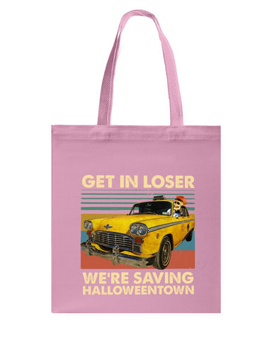 Get In Loser We're Saving Halloweentown Tote Bag - Guys Tee - Basketweave Tote Bag