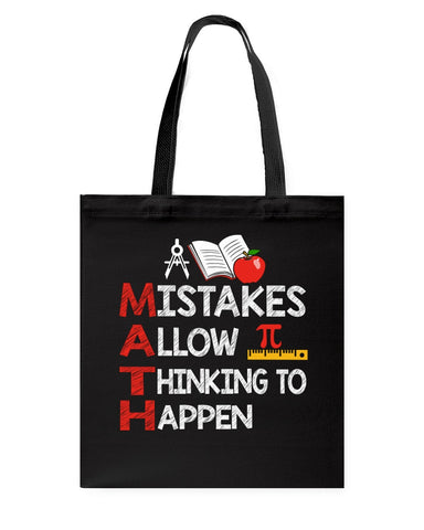 Math Teacher - Mistake Allow Thinking To Happen Classic T-Shirt - Guys V-Neck - Basketweave Tote Bag