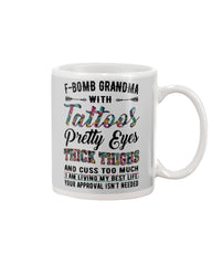 F-Bomb Grandma With Tatoos Pretty Eyes Tote Bag - Mug