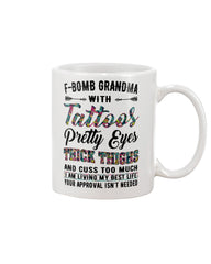 F-Bomb Grandma With Tatoos Pretty Eyes Tote Bag - Mug