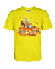 Image of Dogs Reunion On Pumpkin Car T-Shirt - Guys V-Neck - Basketweave Tote Bag