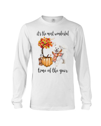 Samoyed - The Most Wonderful Time T-Shirt - Guys V-Neck - Unisex Long Sleeve