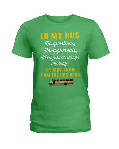 In My Bus I'm The Bus Boss Tote Bag - Ladies Tee - Guys V-Neck