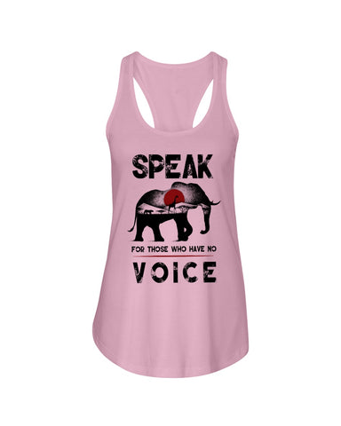 Elephant Speakfor Those Who Have No Voice T-Shirt - Unisex Tank Top - Ladies Flowy Tank