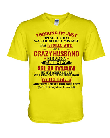 A Wife Of A Grumpy Husband Limited Classic T-Shirt - Hoodie - Guys V-Neck