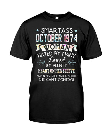 Smartass October 1974 Classic T-Shirt - Guys Tee - Basketweave Tote Bag