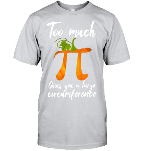 Too Much Pi Gives You A Large Circumference T-Shirt - Guys Tee - Ladies Tee