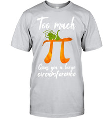 Too Much Pi Gives You A Large Circumference T-Shirt - Guys Tee - Ladies Tee