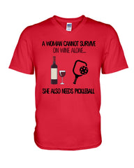 A Woman Need Wine And Pickball Limited Classic T- Shirt - Guys V-Neck - Mug