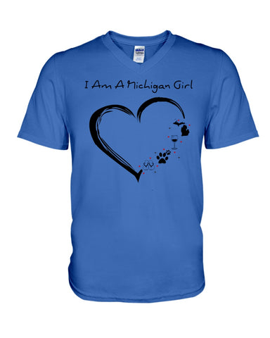 Michigan Girl Heart T-Shirt - Guys V-Neck - Mug