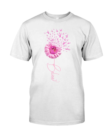 Believe - Breast Cancer Awareness Limited Classic T-Shirt - Guys Tee - Unisex Long Sleeve