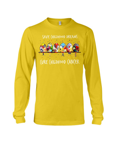 Save Childhood Dreams Cure Childhood Cancer T-Shirt - Guys V-Neck - Unisex Long Sleeve