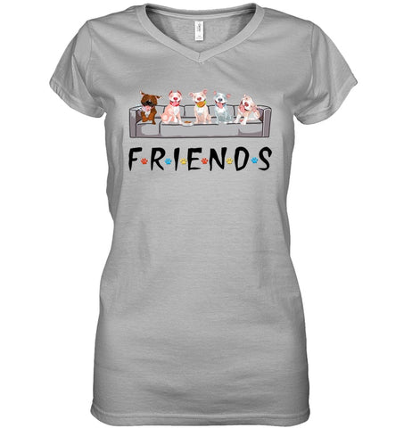 Pit Bull Friends T-Shirt - Guys Tee - Ladies V-Neck