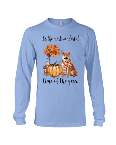 Shiba Inu The Most Wonderful Time T-Shirt - Guys V-Neck - Unisex Long Sleeve