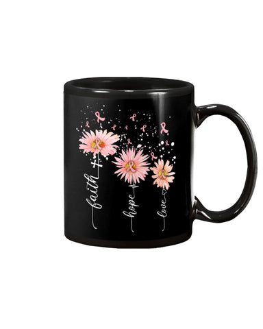 Breast Cancer - Color Drop Flower T-Shirt - Mug