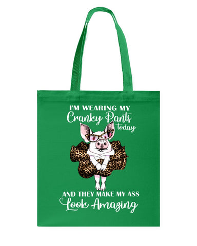 Cranky Pants Make My Ass Look Amazing Today T-Shirt - Guys V-Neck - Basketweave Tote Bag