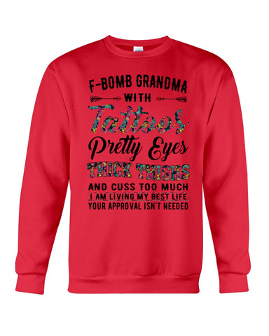 F-Bomb Grandma With Tatoos Pretty Eyes Tote Bag - Sweatshirt - Ladies Flowy Tank