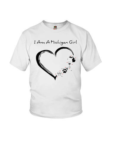 Michigan Girl Heart T-Shirt - Ladies Flowy Tank - Youth Tee