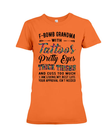 F-Bomb Grandma With Tatoos Pretty Eyes Tote Bag - Ladies Tee - Hoodie