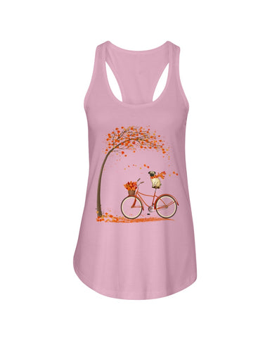 Lovely Pug In Fall T-Shirt - Sweatshirt - Ladies Flowy Tank