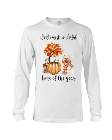 Pomeranian - The Most Wonderful Time T-Shirt - Guys V-Neck - Unisex Long Sleeve