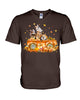 Image of Dogs Reunion On Pumpkin Car T-Shirt - Guys V-Neck - Basketweave Tote Bag