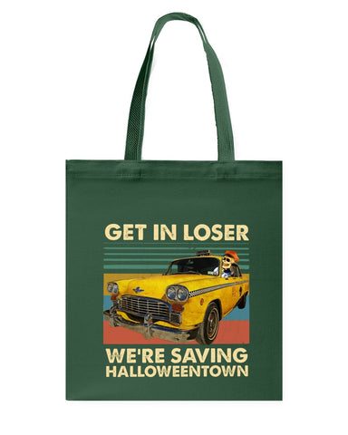 Get In Loser We're Saving Halloweentown Tote Bag - Guys Tee - Basketweave Tote Bag