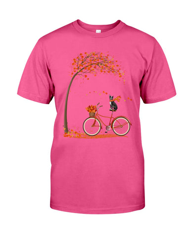Boston Terrier Dog In Fall Limited Classic T-Shirt - Guys Tee - Unisex Long Sleeve