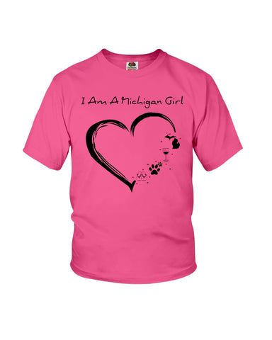 Michigan Girl Heart T-Shirt - Ladies Flowy Tank - Youth Tee