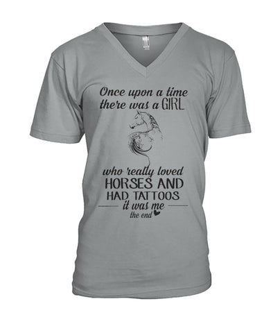 Girl Loves Horses And Had Tatoos Limited Classic T- Shirt - Guys V-Neck - Ladies V-Neck