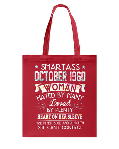 Smartass October 1960 Tote Bag - Guys Tee - Basketweave Tote Bag